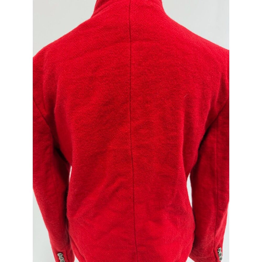 vintage red wool mandarin collar blazer w/ silver buttons - Picture 9 of 10